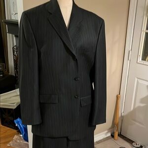 Men's Black Pinstripe Blazer